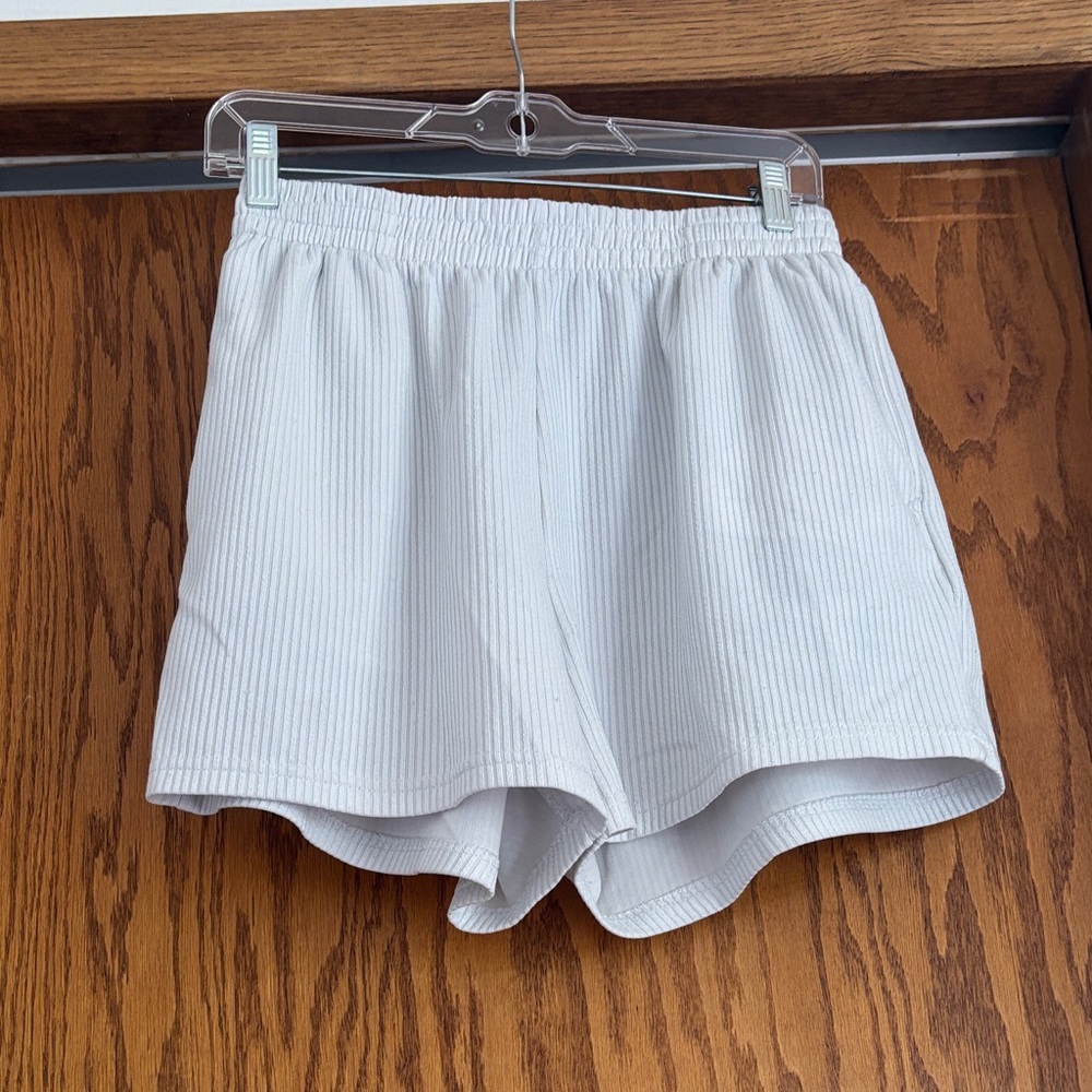 White Women's Ribbed Shorts